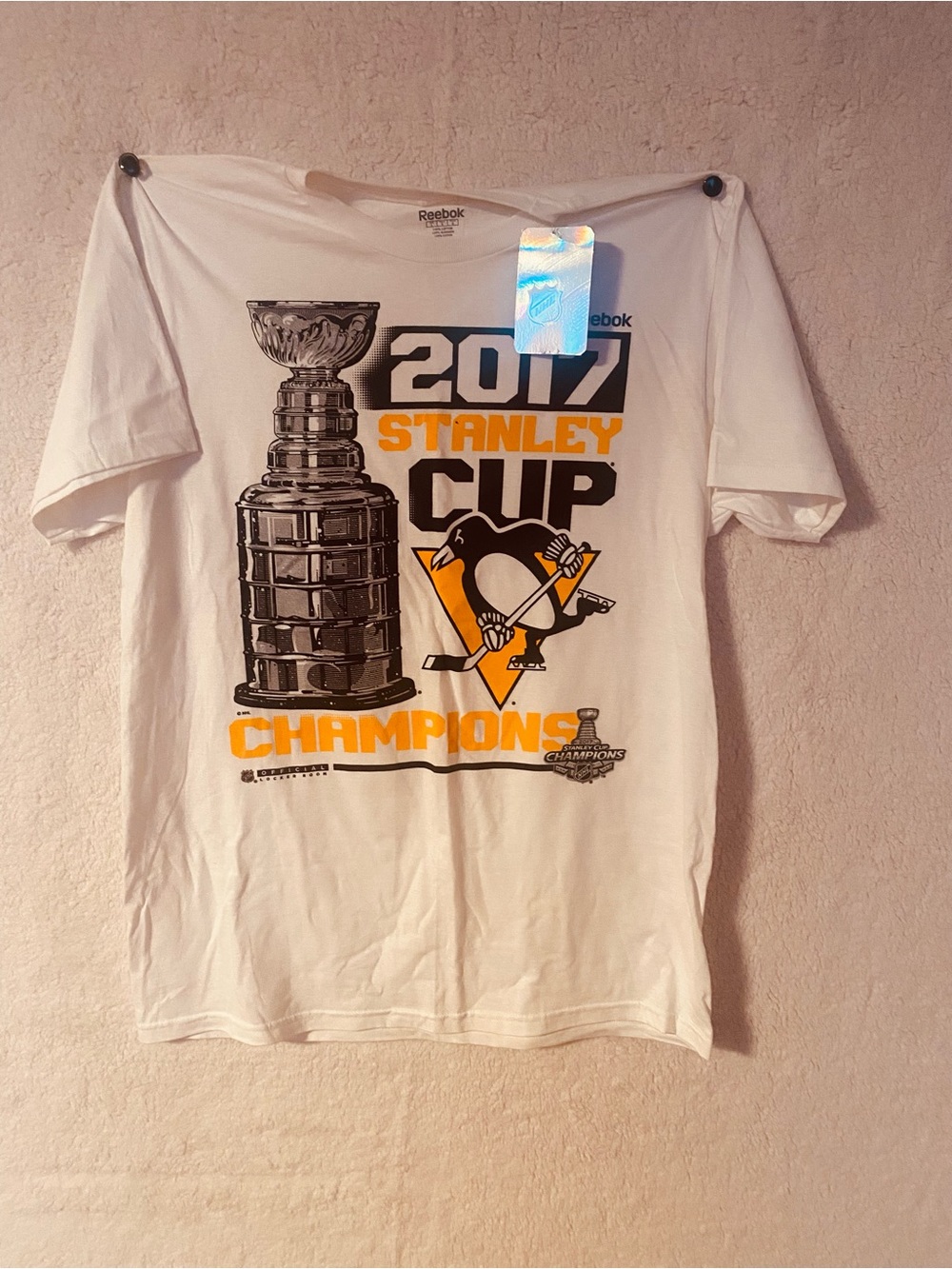 Reebok White Black Gold 2017 Stanley Cup Graphic Tee